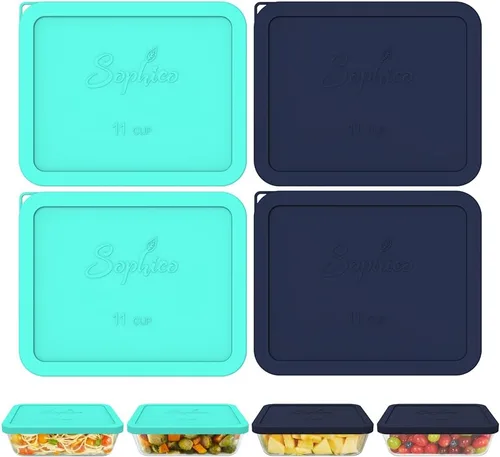 Miniatura 10 de Sophico Tapa rectangular de almacenamiento de silicona para 11 tazas de repuesto para cuencos de vidrio Pyrex 7212-PC, recipiente no incluido