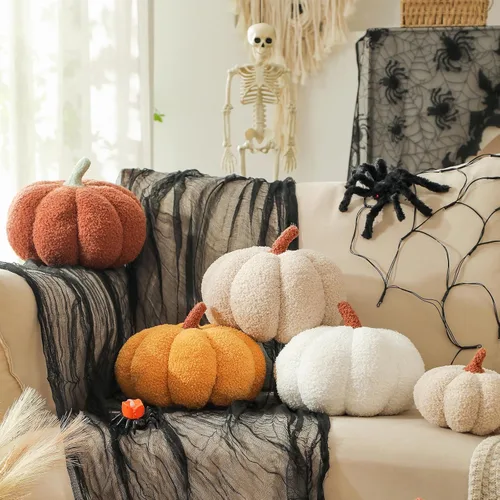 Miniatura 6 de YRXRUS Almohadas de calabaza de Halloween, almohadas con forma de calabaza azul, decoración de habitación de otoño, almohada pequeña y bonita