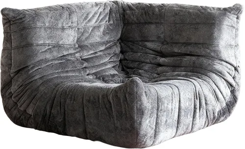 Miniatura 91 de Puf para adultos, silla puf grande, sillón con relleno de espuma viscoelástica para el hogar, apartamento o sala de juegos, gris afelpado Felpa gris