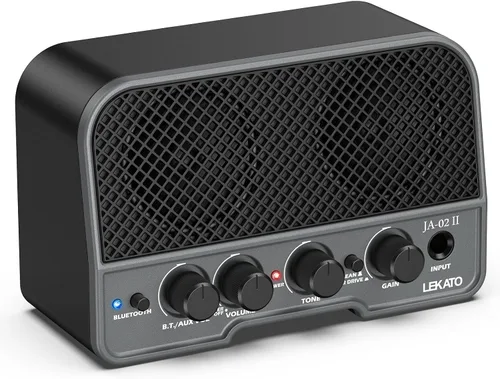 Miniatura 8 de LEKATO Mini amplificador de guitarra eléctrica recargable de 5 W, canales limpios/sobremarchados, amplificador pequeño portátil para práctica