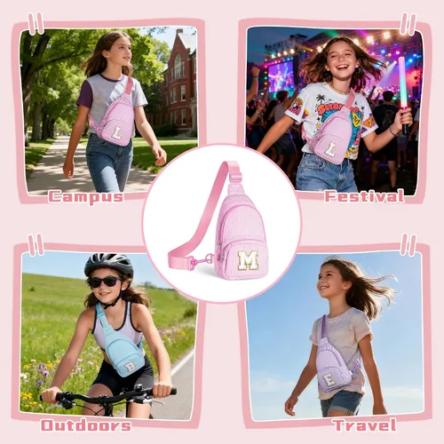 Miniatura 8 de YOOLIFE Bolso bandolera con inicial para niñas, regalos para mujeres y niñas, riñonera con inicial, monederos de regalo para niñas, regalos