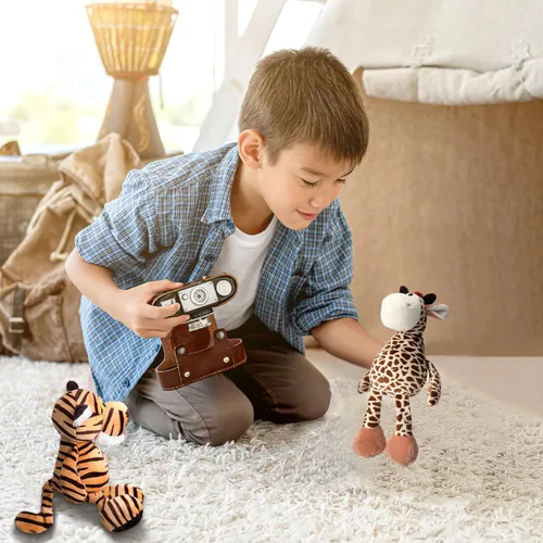 Miniatura 8 de Zhanmai Juego de 6 animales de peluche de safari, animales de la selva, para niños y niñas, león, elefante, cebra, jirafa, tigre, mono para fiestas