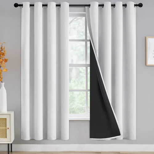 Miniatura 360 de Yakamok Cortinas negras, cortinas de ventana con aislamiento térmico y eficiencia energética para dormitorio, cortinas opacas completas y cortinas
