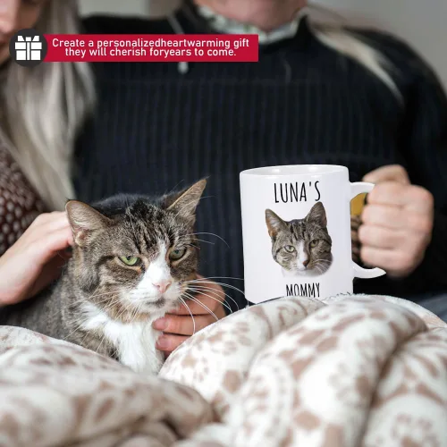 Miniatura 3 de Taza de café personalizada para gatos, taza de foto de gato personalizada, taza de café de tía de gato, taza de café personalizada para mascotas
