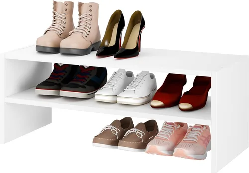 Miniatura 12 de Whitmor - Estante para zapatos apilable de madera con 2 estantes, nogal, 61 centímetros, paquete de 2