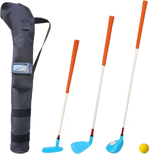 Juego de palos de golf para niños, juego de palos de golf para niños, herramientas deportivas para patio, tres palos con bolsa de transporte y