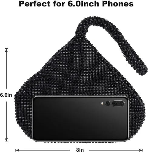 Miniatura 2 de ELEOPTION - Bolso de mano para mujer, diseño triangular, ideal para fiestas o graduaciones, negro
