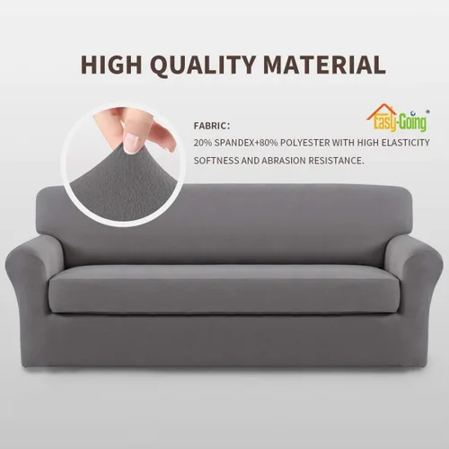 Miniatura 3 de Easy-Going Funda de Sofá Elástica de Microfibra de 2 Piezas – Cubierta de Sofá Suave y Ajustada de Spandex, Protector de Muebles Lavable con Parte
