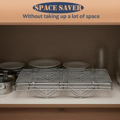 Miniatura 5 de E-far Estante de enfriamiento de 4 niveles, estante de enfriamiento de alambre apilable de acero inoxidable de 15 x 10.1 pulgadas para hornear