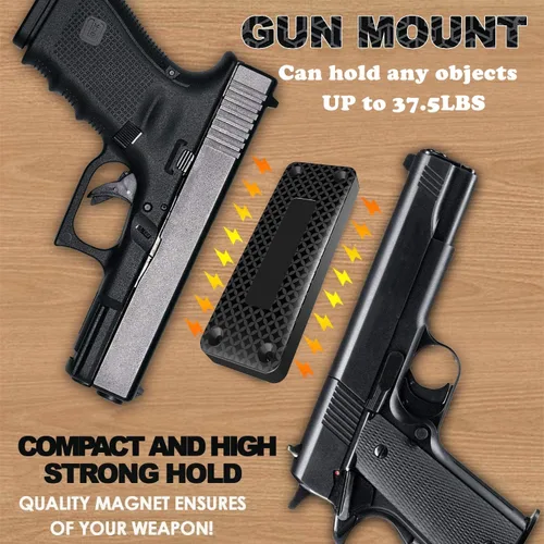 Miniatura 3 de Soporte magnético para pistola y funda de 37.5 libras para camión, armario oculto de goma, imán oculto para pistola para terreno resistente