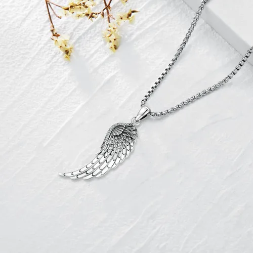 Miniatura 35 de Collar de alas de ángel de plata de ley 925, ángel de la guarda, enfermera RN caduceo, dije de ángel de cristal, joyería de regalo para mujer