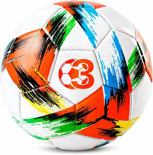Miniatura 14 de Balón de fútbol tamaño 5, tamaño 4, tamaño 3, desinflado, brillante bola de práctica tricolor para niños y niñas de 4 a 8 años, 8 a 12 años, 12