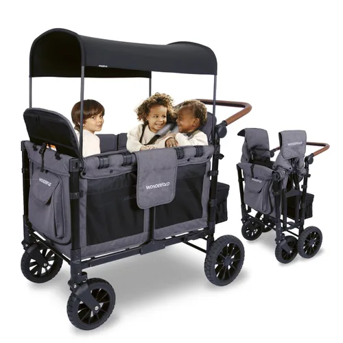 Miniatura 14 de WONDERFOLD W4 Luxe Pro Cochecito tipo vagón (4 plazas) - Cochecito tipo vagón plegable con asientos que cuentan con arneses de seguridad de 5 puntos
