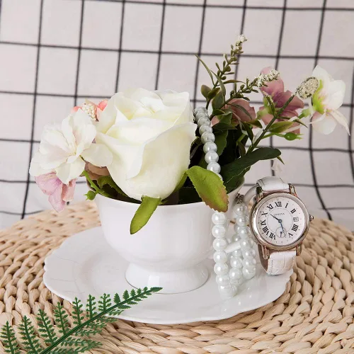 Miniatura 4 de Fine China - Juego de tazas de té y platillo de café blanco, juego de cuatro