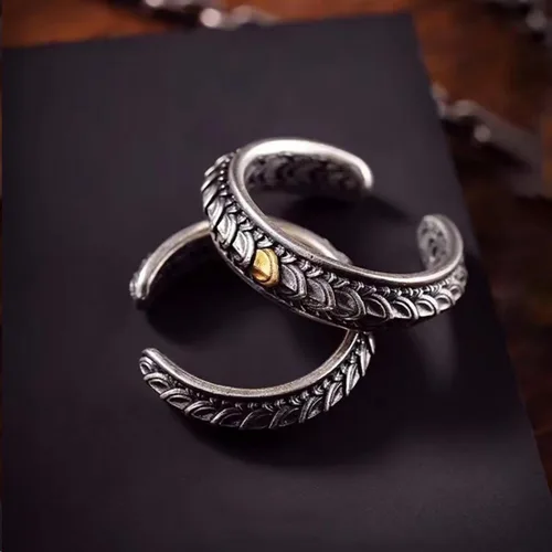 Miniatura 220 de Anillo de plata de ley 925, minimalista, ajustable, hecho a mano, para mujeres y niñas