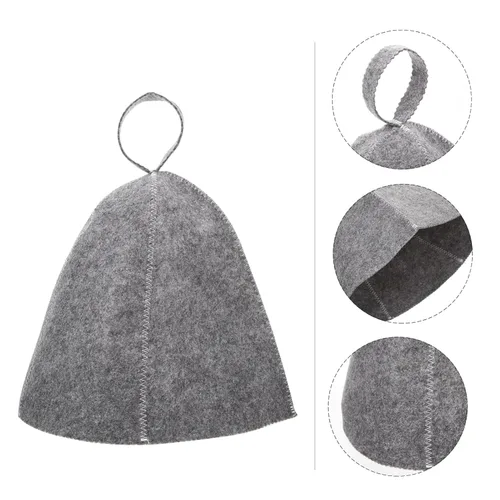 Miniatura 6 de EXCEART Sombrero de sauna de fieltro grueso, ligero y cómodo, con absorción de humedad y lazo para colgar, para hombres y mujeres, sauna, sala