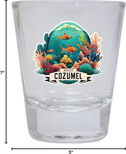 Miniatura 3 de Cozumel Mexico Souvenir - Vaso de chupito redondo de 1.5 onzas, transparente A Claro