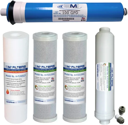 Membrana de ósmosis inversa y reemplazo de filtro | Juego de membrana de 100 GPD con filtros previos y posteriores - Sistema de filtración de agua
