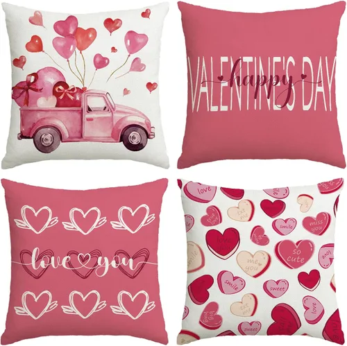 Miniatura 9 de Fundas de almohada de Navidad rosas 18x18 Juego de 4 fundas de almohada de Navidad, fundas de almohada de Navidad para sofá, sofá cama, silla