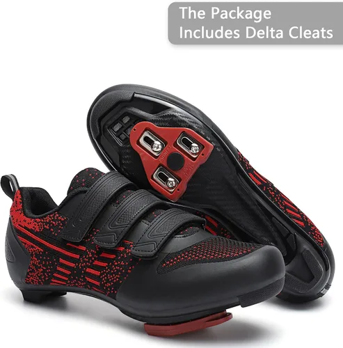 Miniatura 2 de Zapatos de ciclismo unisex para bicicleta de carretera, compatibles con Peloton Shimano SPD, zapatos de ciclismo para hombres y mujeres, 3 correas