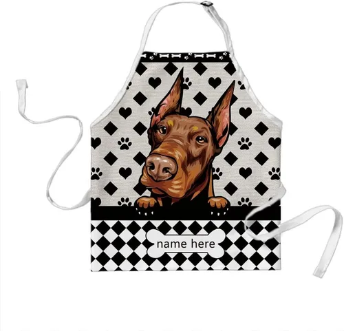 Miniatura 12 de Delantal de lunares de perro personalizado lindo perro salchicha, perro salchicha 3