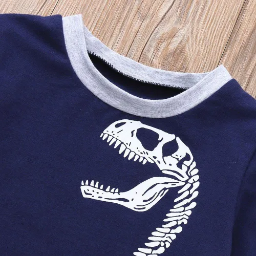 Miniatura 4 de Conjunto de ropa de verano para bebés y niños de 1 a 4 años de edad de manga corta con estampado de dinosaurios