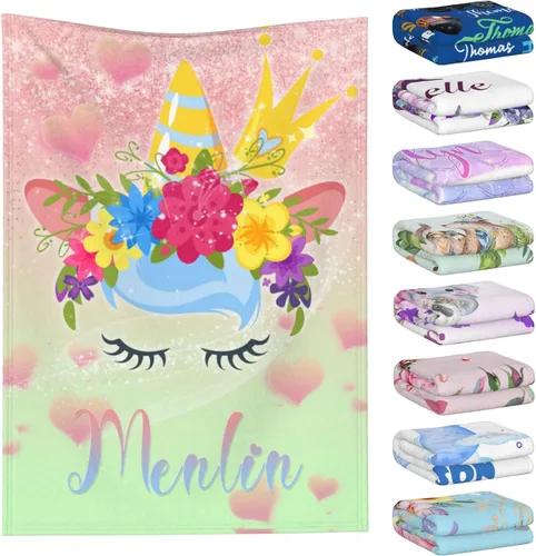 Miniatura 36 de Manta personalizada con nombre para niños y adultos, mantas personalizadas para niñas y niños, manta de franela personalizada con nombre