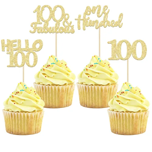 Miniatura 21 de Gyufise 24 adornos dorados para cupcakes de cumpleaños 65 Hello 65 Sixty Five Cake Toppers 65 y fabulosas selecciones para cupcakes para cumpleaños