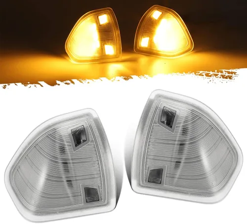 Partsam Espejo lateral LED luz intermitente izquierda y derecha Lámparas de remolque Lente de cubierta transparente compatible con Ram 1500 2500