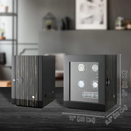 Miniatura 7 de Enrollador de reloj para 4 relojes con bloqueo de huella dactilar, retroiluminación interior y control remoto