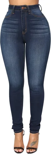 Miniatura 59 de KUNMI - Pantalones de mezclilla clásicos de cintura alta para mujer, elásticos, con efecto de levantamiento de glúteos, ajustados