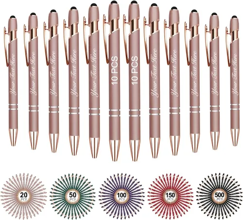 Miniatura 50 de Bolígrafos personalizados personalizados con nombre y texto a granel, 10 bolígrafos personalizados con grabado gratis, regalo para mujeres