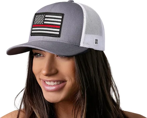 Miniatura 4 de HAKA Sombrero de bandera estadounidense, gorra de camionero de Estados Unidos para hombres y mujeres, gorra de béisbol ajustable, malla a presión