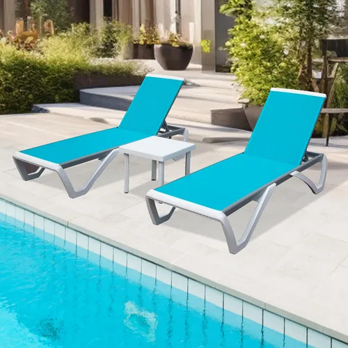 Miniatura 20 de Domi - Tumbona de aluminio para exteriores con respaldo ajustable, para playa, patio, balcón, piscina (1 silla marrón)
