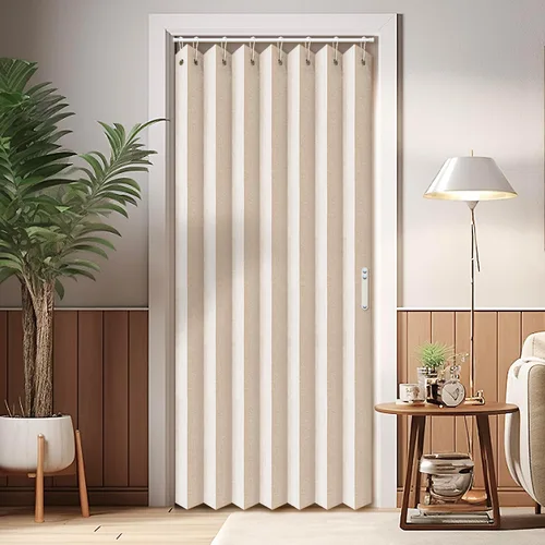 Vatge - Cortinas de armario, cortinas para puerta estilo acordeón, cortinas plegables plisadas para armario y dividir habitaciones, 1 panel, 39 Beige