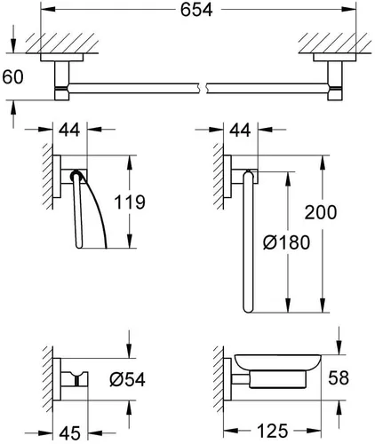Miniatura 2 de Grohe Essentials Master - Juego de baño 5 en 1, color cromado Starlight