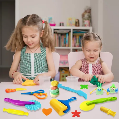 Miniatura 2 de Kit de herramientas de juego de masa y arcilla para niños, accesorios de arcilla para modelar con cortadores de animales, rodillos, tijeras