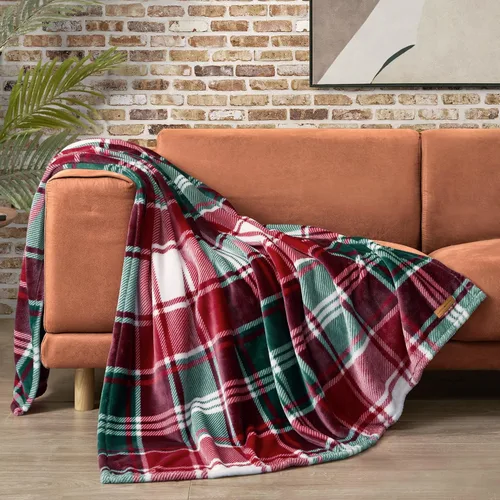 Lucky Brand - Manta de felpa de invierno roja a cuadros de 50x70 pulgadas, manta suave y lujosa de microfibra para una comodidad y calidez extremas