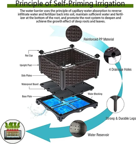 Miniatura 3 de Macetas elevadas de plástico para cama de jardín elevada con patas para plantas al aire libre, kits de caja con agujeros de drenaje para patio