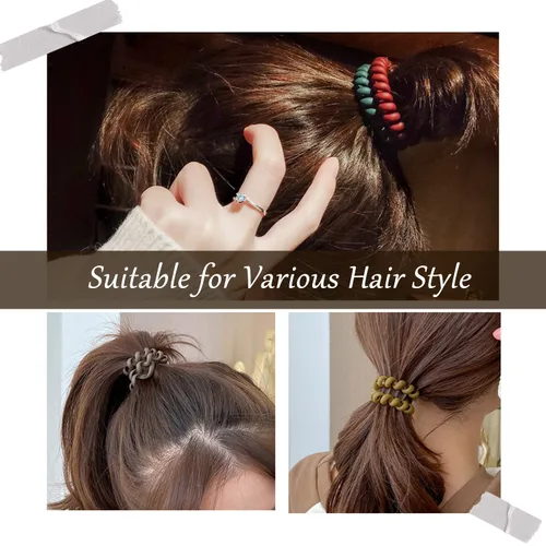Miniatura 6 de JessLab Lazos para el cabello en espiral para mujeres, paquete de 10 sujetadores de cola de caballo sin rastro y sin daño, bandas para el cabello