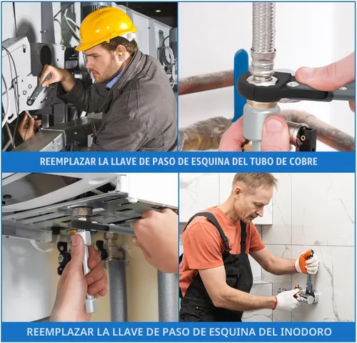Miniatura 6 de Holdly Herramientas de fontanería Kit de llave de parada angular, llave ajustable, herramientas profesionales de fontanero para instalar nuevas Kit