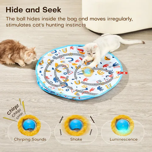 Miniatura 3 de Potaroma - Juguetes interactivos para gatos, pelota de movimiento rápido en alfombra de juego, pelota automática con movimiento activada por