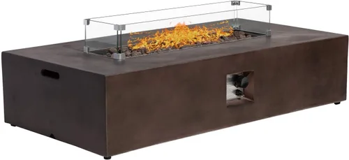 Miniatura 22 de SUNBURY Mesa de fuego de propano para exteriores de 35 pulgadas, mesa de fuego gris para patio de 50,000 BTU, mesa de fuego cuadrada de gas