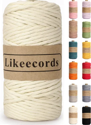 Miniatura 26 de Likeecords - Cuerda de macramé de 4 mm de un solo hilo, 80 m de cuerda de macramé colorida, cuerda de algodón para macramé, cuerda de algodón