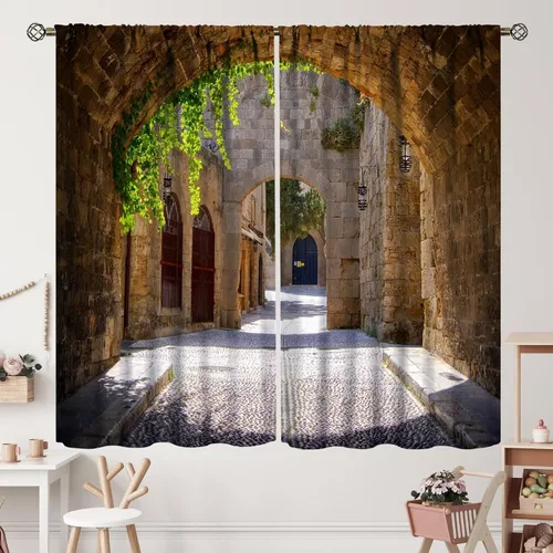 Miniatura 19 de Cortinas italianas, patio antiguo, sillas de café de Italia, casas históricas en la calle, sala de estar, dormitorio, cortinas opacas con bolsillo