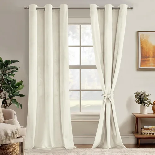 Miniatura 95 de JIUZHEN - Cortinas de terciopelo gris de 63 pulgadas opacas para sala de estar - Cortinas gruesas de terciopelo con ojales para ventana