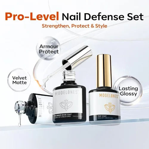 Miniatura 3 de modelones Juego de Base y Capa Superior para Esmalte de Uñas en Gel, 3 Piezas Base de Goma y Capa Superior de Gel Transparente Brillante y Mate a