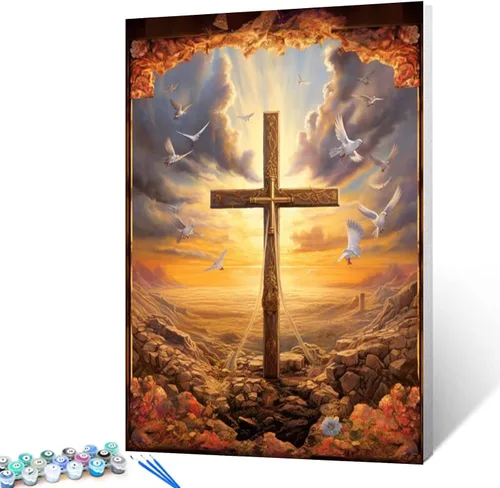 Pintura al óleo de Jesús Dios por números para adultos, pintura al óleo religiosa, arte acrílico, arte de león, lienzo con pintura acrílica, cita