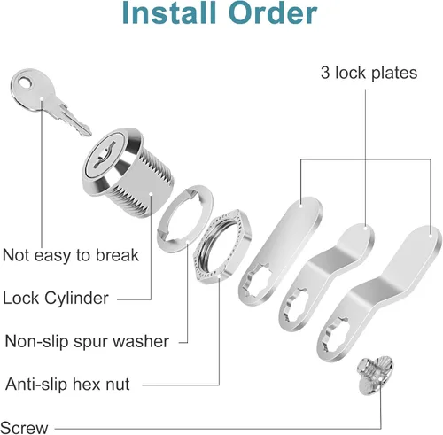 Miniatura 6 de Cam Locks - Cerradura de gabinete con llave igual, cilindro de 5/8 pulgadas de longitud. Se adapta a un grosor máximo del panel de 3/8 pulgadas, 2