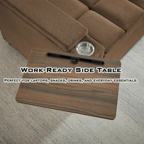 Miniatura 5 de Sofá cama convertible 3 en 1, sofá extraíble con puertos USB, portavasos y reposabrazos de almacenamiento, silla de dormir con mesa auxiliar